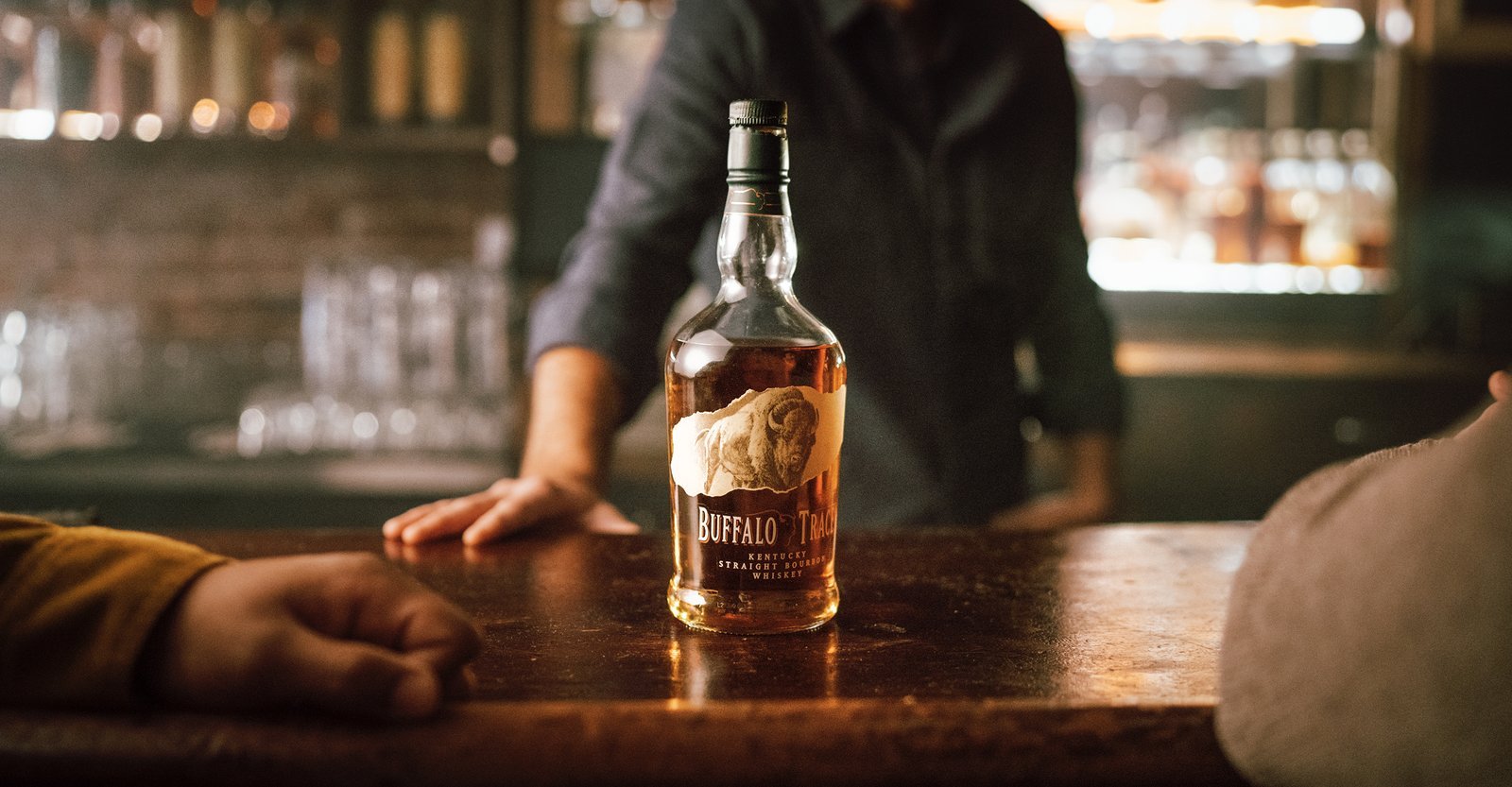 Buffalo Trace Kentucky Straight Bourbon on a bar